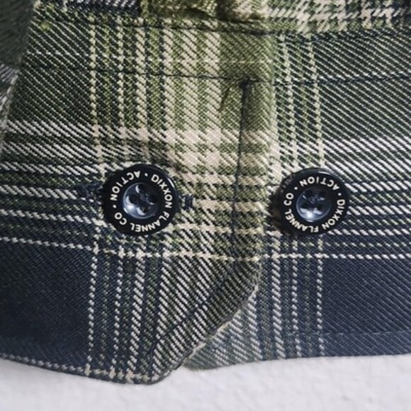 Dixxon Flannel Shirt Mens XL Green Black Plaid Action D-Tech Workwear Casual - Picture 4 of 11
